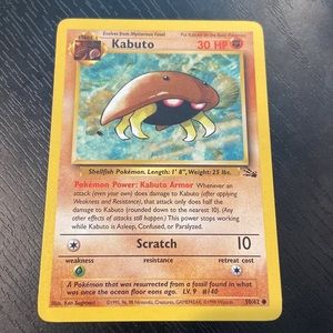 Kabuto 50/62 Fossil Set Pokémon Card 1999